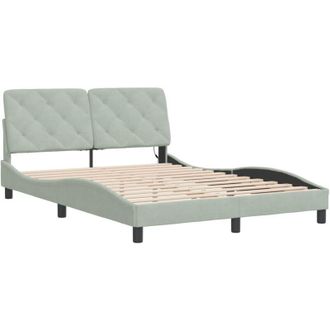 vidaXL Vidaxl - Estructura Cama Con Luces Led Terciopelo Gris Claro 140x200 Cm