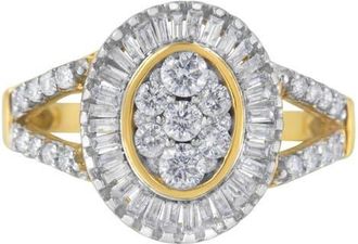 House of Brilliance 10kt Yellow Gold 1.0 Cttw Diamond Cocktail Ring at Nordstrom, Size 7