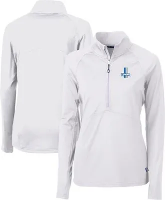 Cutter & Buck Womens Cutter & Buck White Detroit Lions Throwback Logo Adapt Eco Knit Stretch Recycled Half-Zip Pullover Top at Nordstrom, Size X-Small