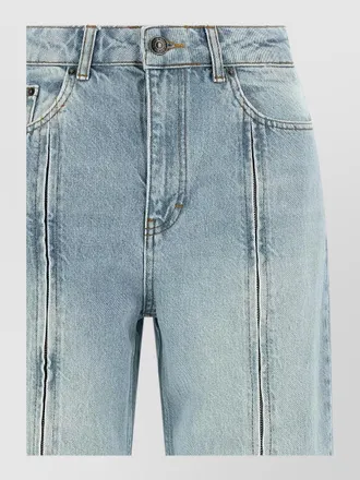Rotate denim high-rise straight-leg front zip jeans