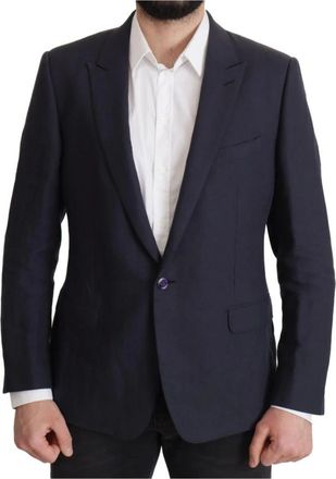 Dolce & Gabbana Klassieke Blazer - Heren - Blazers - Blauw - 3XL - Leer - Jassen