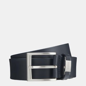 HUGO BOSS Accessories Boss Connio Italian Leather Belt in Dark Blue