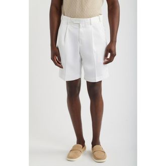 Berle Microfiber Pleated Shorts in White at Nordstrom, Size 34
