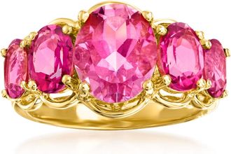 Ross-Simons Pink Topaz 5-Stone Ring in 18kt Gold Over Sterling