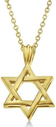 Allurez Classic Jewish Star of David Pendant Necklace Solid 14k in Yellow Gold at Nordstrom, Size 18