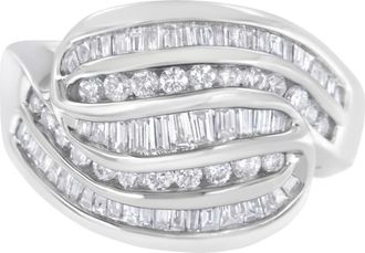 House of Brilliance 14KT White Gold 1.0 cttw Diamond Bypass Band Ring at Nordstrom, Size 7