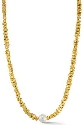 Glaze Jewelry Nugget Bead & Faux Pearl Necklace in Gold at Nordstrom Rack