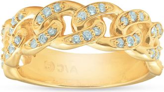 Pompeii3 1/2 Ct Mens Heavy Weight Solid Yellow Gold Curb Chain Diamond Ring Wedding Band