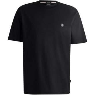 HUGO BOSS Strak zittend T-shirt voor heren met minimalistisch logo (Zwart)