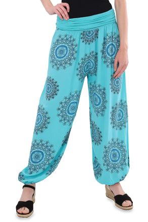 Malito more than fashion Malito - Womens Oriental Print Harem Trousers Made of Cotton - Lightweight Fabric Trousers Elastic Waist - Comfortable Hippie Aladdin Trousers for Wom