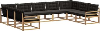 vidaXL Conjunto De Sof&aacute;s De Exterior 9 Uds. Blanco Y Negro Vidaxl