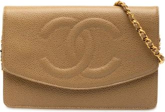 Chanel 1996-1997 CC Caviar Wallet On Chain crossbody bag - Marrone