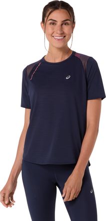 Asics Laufshirt ASICS ROAD SS TOP, Damen, Gr. XL, midnight, Obermaterial: 94% Polyester, 6% Elasthan, Shirts Laufshirt