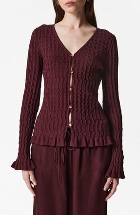 & Other Stories Textured Bell Sleeve Cardigan in Red Dark at Nordstrom Rack, Size X-Small