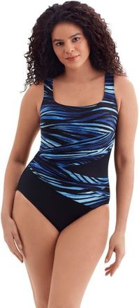 Longitude Wrap Sash Tank Long Torso One-Piece Swimsuit in Second Wave at Nordstrom, Size 10