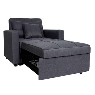 Hhg Poltrona Letto Relax Trasformabile Moderno Con Cuscino Hhg 095 Legno Tessuto Grigio Scuro