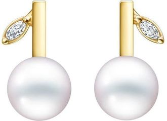 Tasaki 18kt yellow gold Kugel pearl and diamond earrings - unisex - Diamond/18kt Yellow Gold/Akoya Pearl - One Size