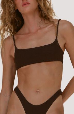 Stone Fox Swim Sonny Textured Bikini Top in Earth Ripple at Nordstrom, Size X-Large