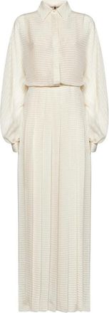 Fendi Pliss&eacute; Shirtjurk - Dames - Shirt Kleedjes - Wit - XS - Leer - Kleedjes