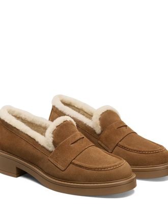 Stuart Weitzman Celia Lite penny shearling loafers - Brown