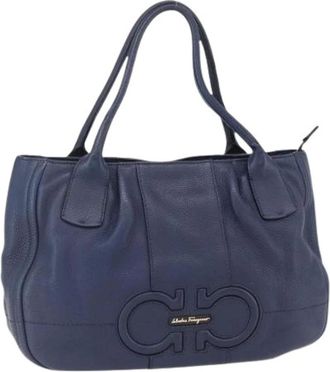 Ferragamo Pre-owned Shoulder Bags, female, Blue, Size: ONE SIZE Pre-owned Leather handbags