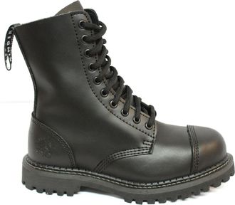 Grinders Unisex Real Leather Military Boots Black Stag Punk Rock Safety Steel Toe