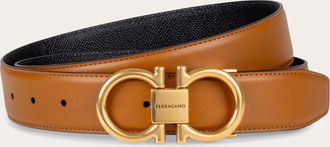 Ferragamo Men Reversible and adjustable Gancini belt Brown