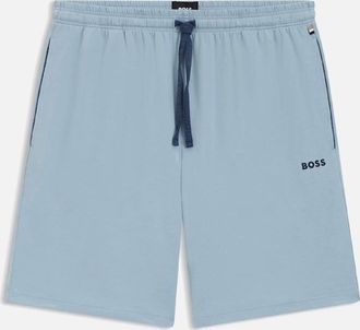 HUGO BOSS Mens Embroidered Logo Shorts in Stretch Cotton - Blue - Size: 35/34/32