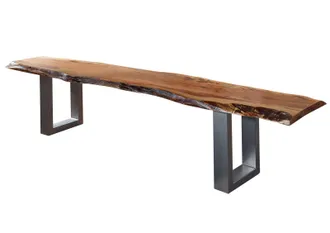 Massivmoebel24 Freeform 2 Panca In Legno Di Acacia - Laccato / Noce 200x38x45 - Marrone Scuro
