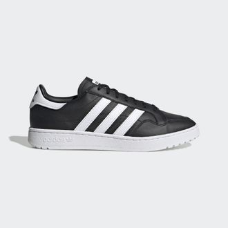 adidas Originals ADIDAS Originals Unisex Team Court Shoes - Black/White Leather - Size UK 7.5