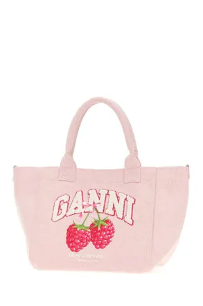 Ganni Womens Pink Canvas Small Trapeze Shopping Bag Egret Borse A Mano