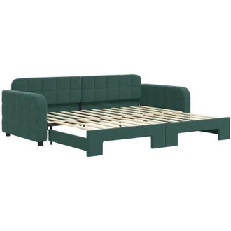 vidaXL Sof&aacute; Cama Nido Terciopelo Verde Oscuro 90x200 Cm Vidaxl
