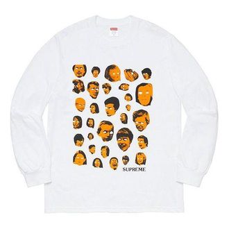 SUPREME FW19 Week 1 Faces L/S Tee Human Face Printing Long Sleeves Unisex White SUP-FW19-099