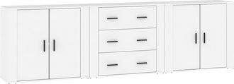 vidaXL Aparadores 3 Piezas Madera Contrachapada Blanco Vidaxl