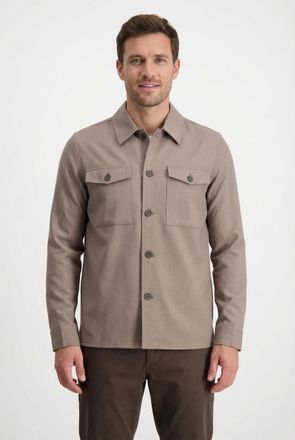 Lindbergh Hemdjacke LINDBERGH, Herren, Gr. XL, beige (deep sand mel), Web, Obermaterial: 65% Polyester, 31% Viskose, 4% Elasthan, unifarben, l&auml;ssig geschnitten 