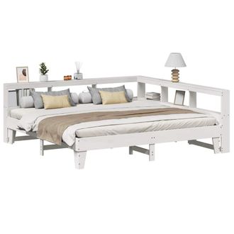 Berkfield Home Bookcase Bed without Mattress White 200x200cm Solid Wood Pine | Size: 200x200 cm
