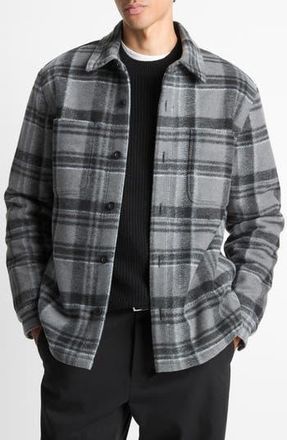 Vince Plaid Shirt Jacket in Medium Heather Grey Combo at Nordstrom Rack, Size Large