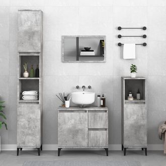 vidaXL Armario De Ba&ntilde;o Madera Contrachapada Gris Hormig&oacute;n 30x30x190 Cm Vidaxl