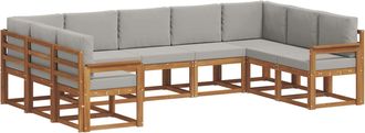 vidaXL Conjunto De Sof&aacute;s De Exterior 9 Uds. Gris Natural Y Claro Vidaxl