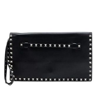 Valentino Pre-owned Clutches, female, Black, Size: ONE SIZE Pre-owned Studded Clutch