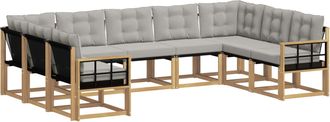 vidaXL Conjunto De Sof&aacute;s De Exterior 9 Uds. Blanco Y Gris Claro Vidaxl