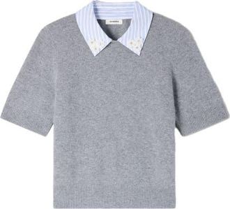 Sandro Detachable collar wool sweater in Grey at Nordstrom, Size X-Small