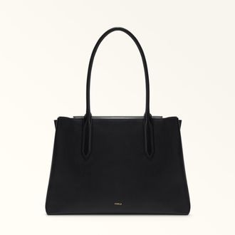 Furla Meridiana Tote L Nero Black Napoli Double Calf Leather Woman