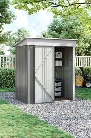 H&O Direct 3&times;5 ft Lockable Metal Outdoor Tool Storage Shed in Grey