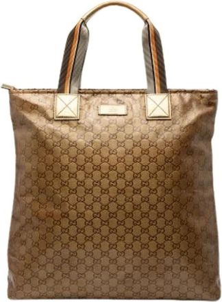 Gucci Pre-owned Tote Bags, female, Brown, Size: ONE SIZE Pre-owned Fabric Tote