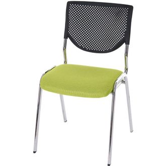 Hhg Sedia ufficio conferenza impilabile T401 tessuto struttura cromo colore verde