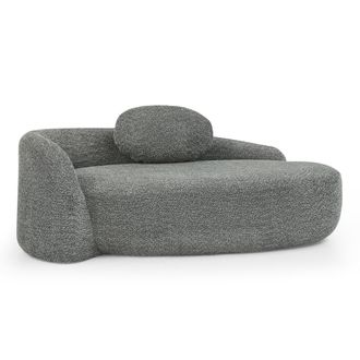 Urban Meuble Chaiselongue de tela tipo borreguito gris oscuro, dise&ntilde;o redondeado