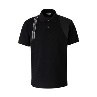 Alexander McQueen Polo Shirts, male, Black, L, Embroidered Logo Polo