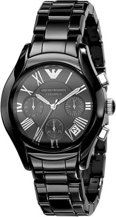Emporio Armani Accessoires, Heren, Zwart, ONE Size, Ceramica Chronograph Horloge