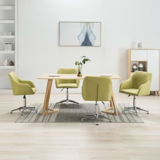 vidaXL Sillas De Comedor Giratorias 4 Unidades Tela Verde Vidaxl